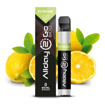 Allday 2 Go Einweg E-Zigarette Zitrone Nikotin 0 mg mit...