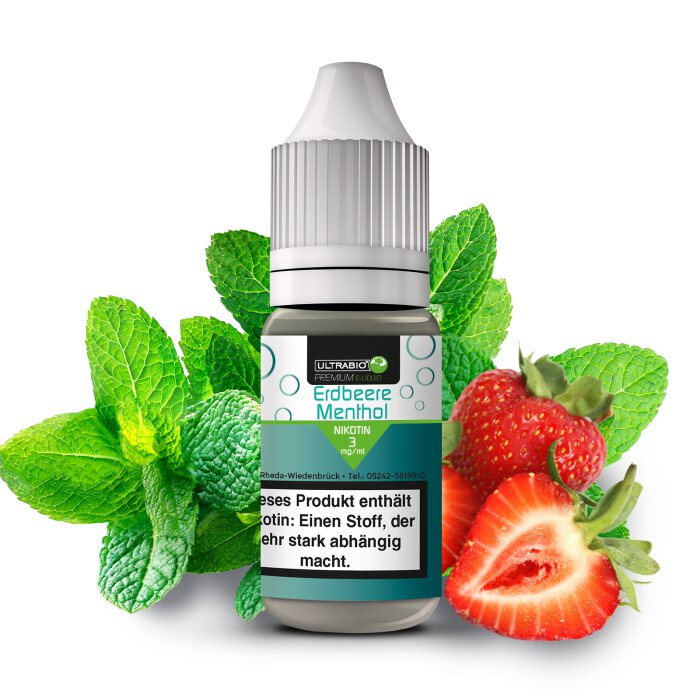 Ultrabio Erdbeer-Menthol Liquid 10 ml 3 mg mit Banderole