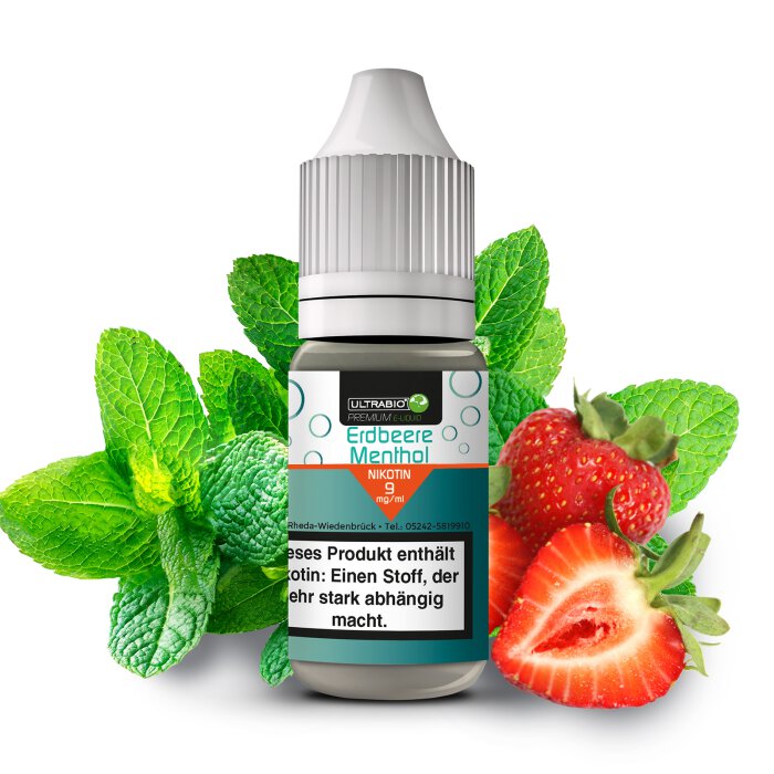 Ultrabio Erdbeer-Menthol Liquid 10 ml 9 mg mit Banderole
