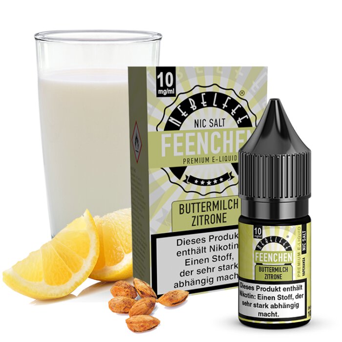 Nebelfee Buttermilch Zitrone Feenchen Nicsalt Liquid 10 ml 10 mg mit Banderole