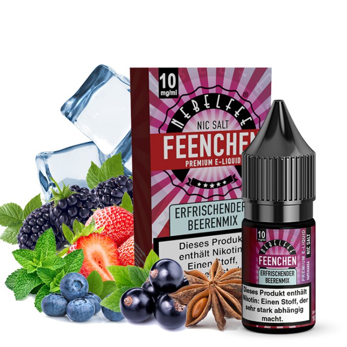 Erfrischender Beerenmix Feenchen Nicsalt Liquid 10 ml 10 mg mit Banderole