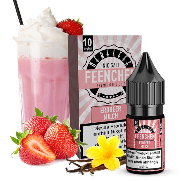 Nebelfee Erdbeermilch Feenchen Nicsalt Liquid 10 ml 10 mg mit Banderole
