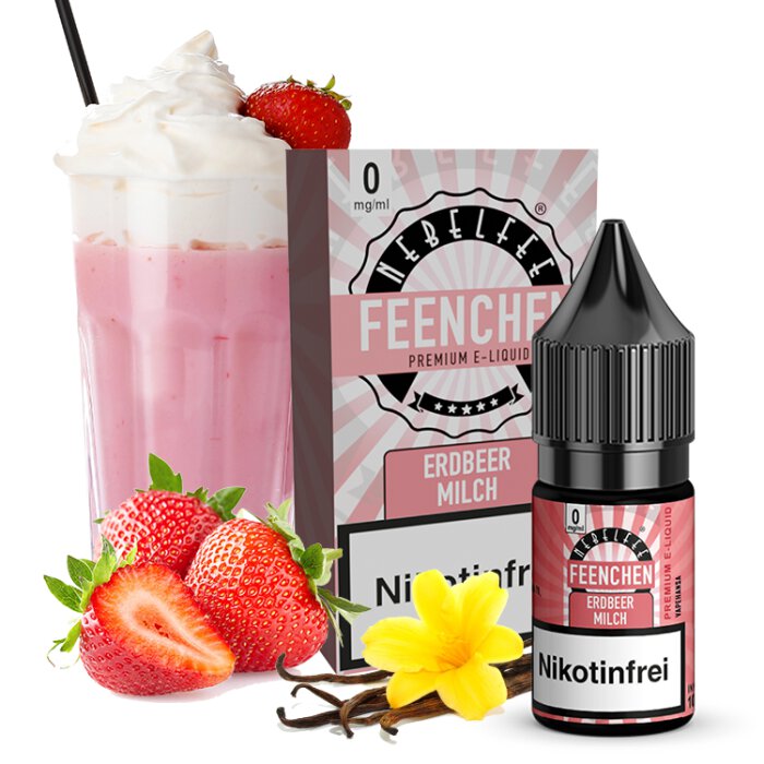 Nebelfee Erdbeermilch Feenchen Liquid 10 ml 0 mg mit Banderole