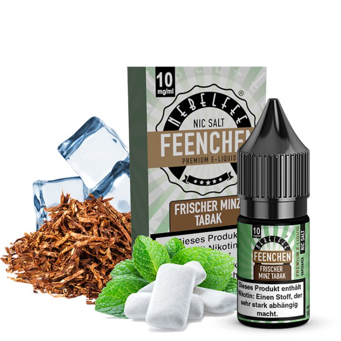 Nebelfee Frischer Minz Tabak Feenchen Nicsalt Liquid 10 ml 10 mg mit Banderole