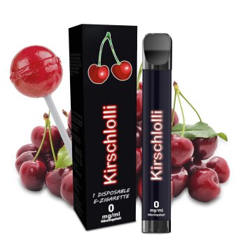 Kirschlolli Einweg E-Zigarette 2 ml mit Kindersicherung 0 mg