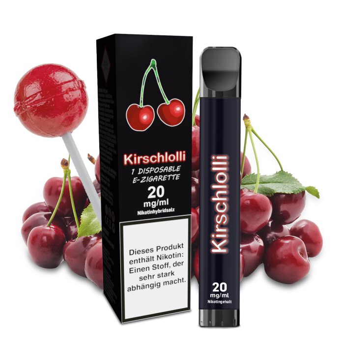 Kirschlolli Einweg E-Zigarette 2 ml mit Kindersicherung 20 mg