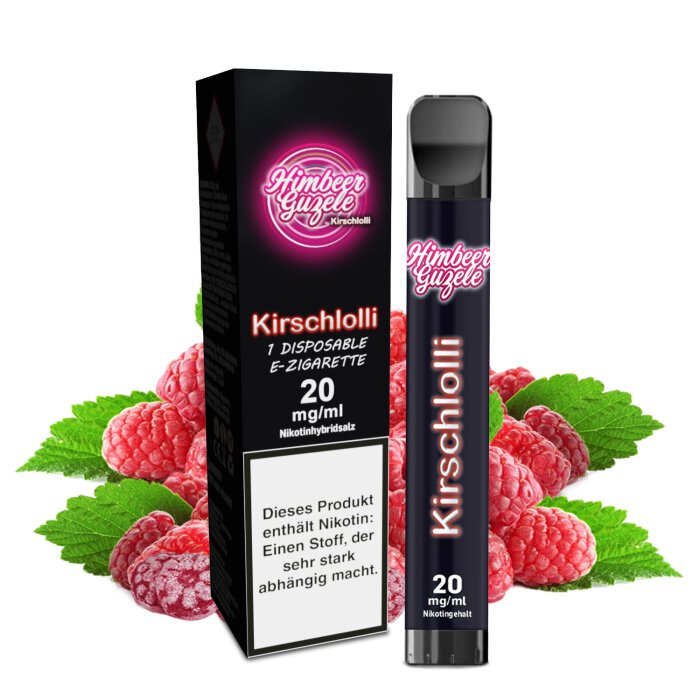 Kirschlolli Einweg E-Zigarette Himbeer Guzele 2 ml mit Kindersicherung 20 mg