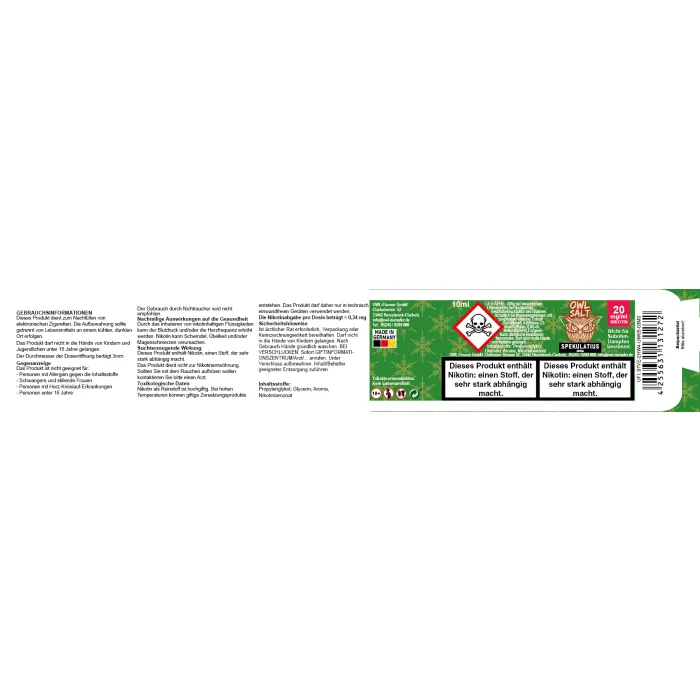 OWL SALT Nikotinsalzliquid Spekulatius 10 ml 20mg