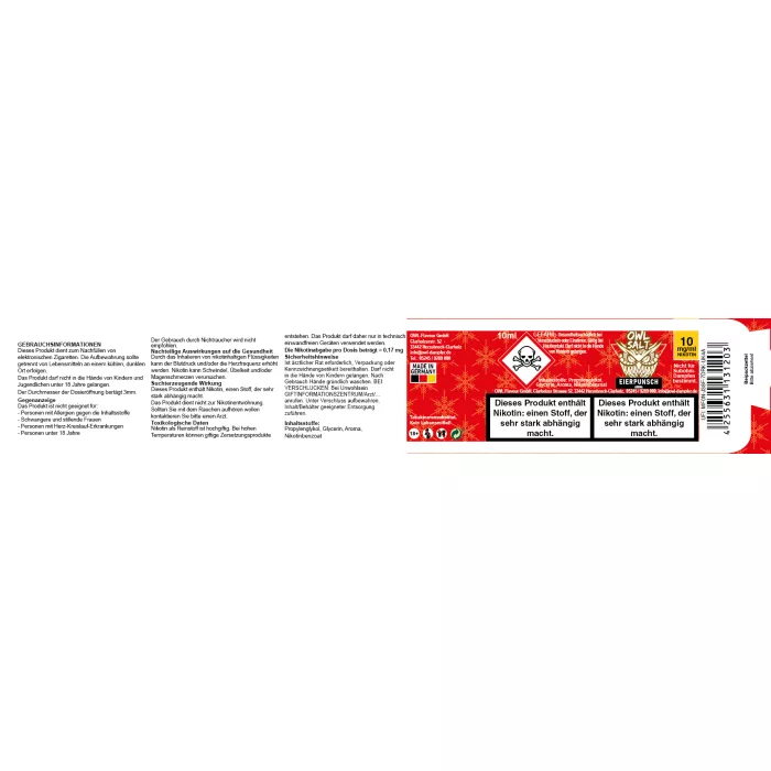 OWL SALT Nikotinsalzliquid Eierpunsch 10 ml 10mg