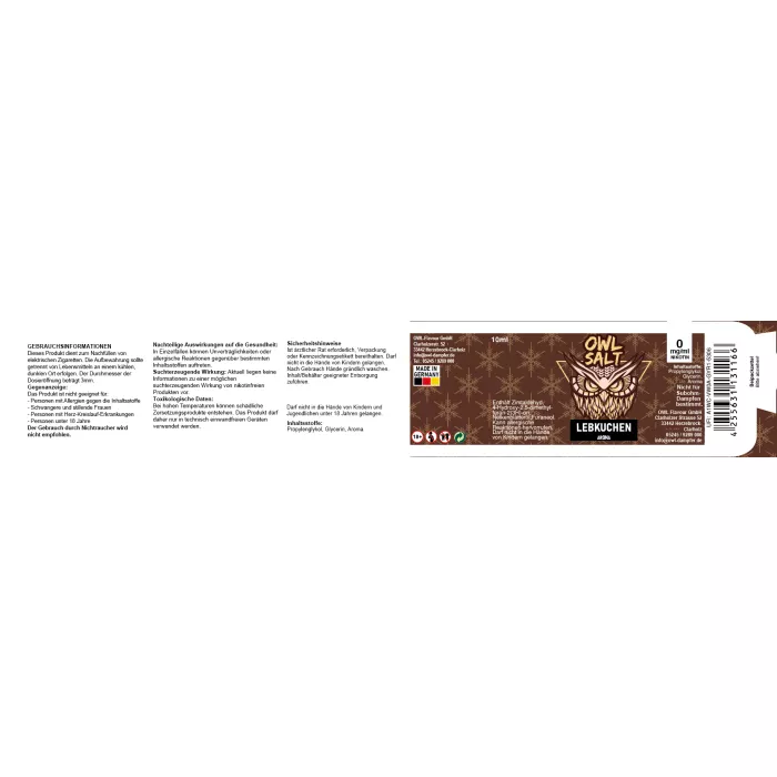 OWL SALT Liquid Lebkuchen 10 ml 0 mg