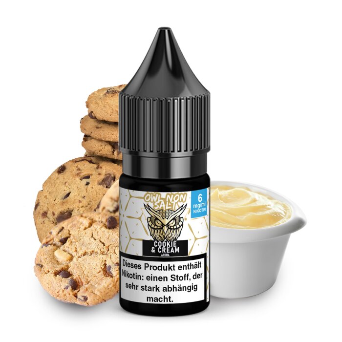 OWL Non SALT Liquid Cookie & Cream 10 ml 6 mg