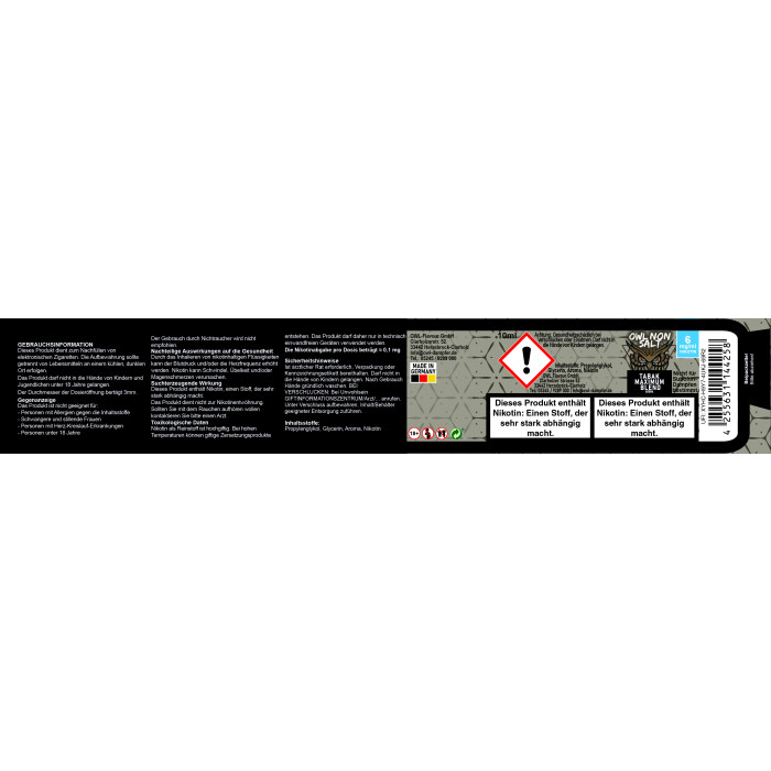 OWL Non SALT Liquid Tabak Maximum Blend 10 ml 6 mg