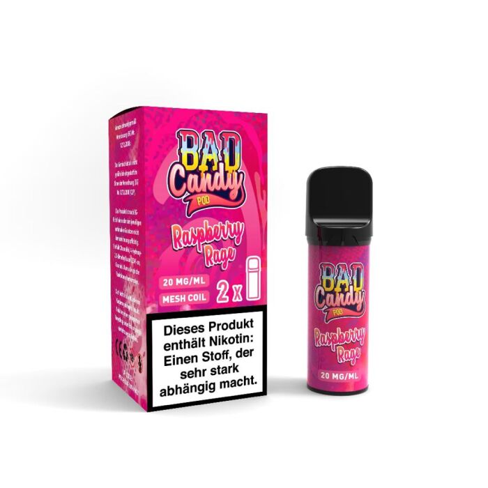 Bad Candy Vape Pod2Go Prefilled Pods 2x1 Raspberry Rage 20 mg