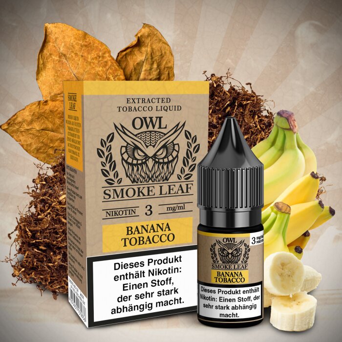 OWL Smoke Leaf Banana Tobacco E-Liquid 10 ml