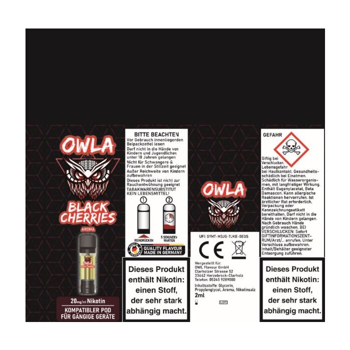 OWLA Black Cherries Prefilled Pod 2 ml 20 mg