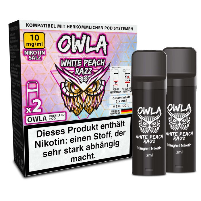 2x OWLA Pod 2ml - White Peach Razz 10mg